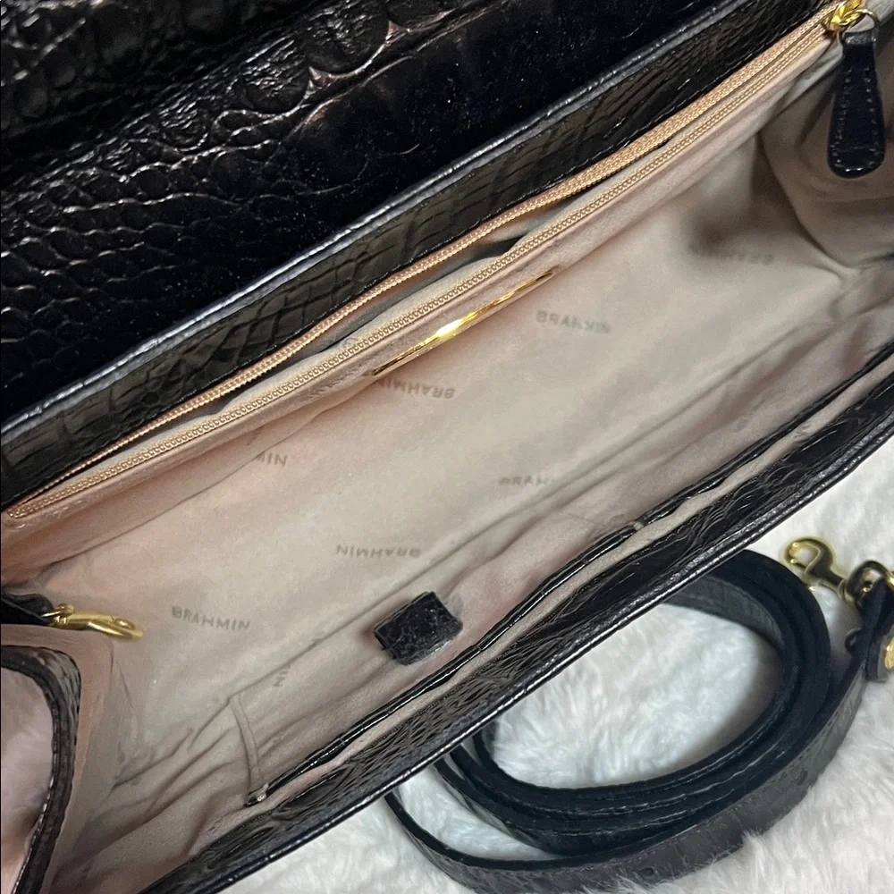 Brahmin Black Crocodile Embossed Handbag - Picture 4 of 7